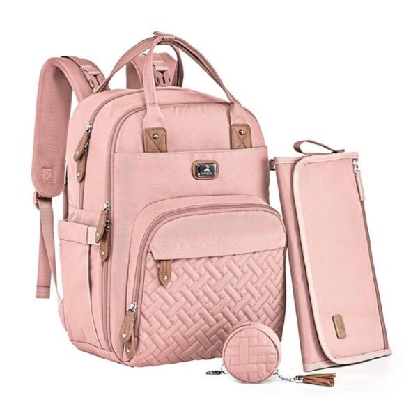 Diaper Bag Backpack w/ Portable Changing Pad Multipurpose Travel Back Pack, Pink - Picture 1 of 8
